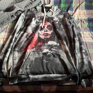 Oversized Grey Skull girl Hoodie